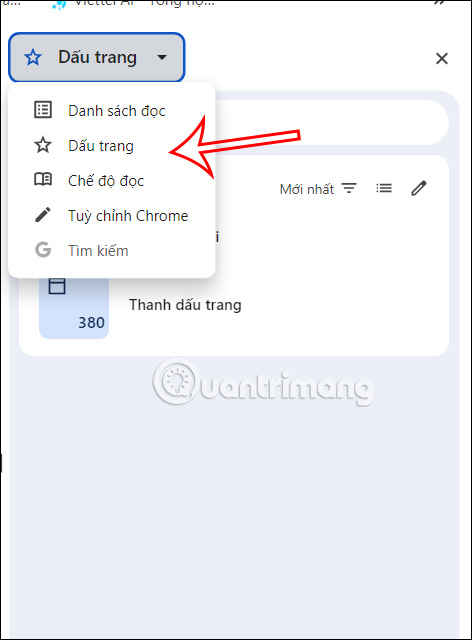 Tùy chọn tại Side Panel trên Chrome