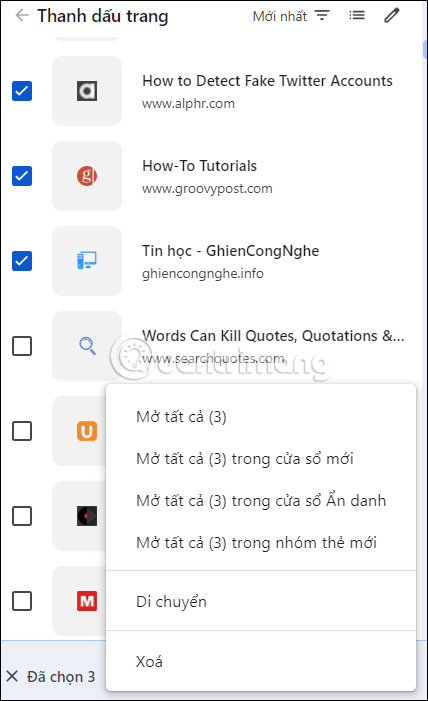Chỉnh bookmark tại Side Panel Chrome