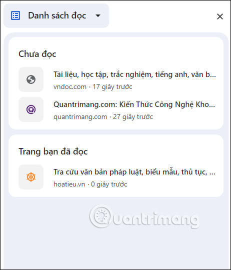 Danh sách đọc trên Chrome