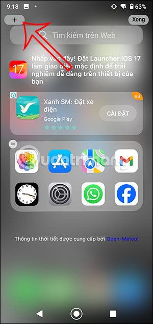 Chọn thêm tiện ích