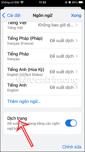 Dịch trang trên Chrome iPhone 