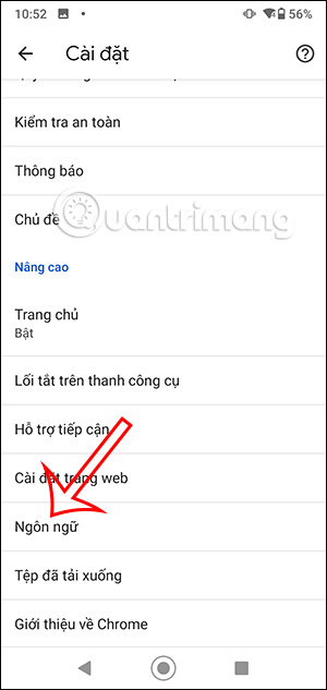 Chỉnh ngôn ngữ trên Chrome 