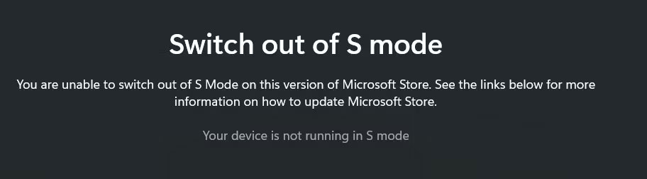 Windows không ở chế độ S Mode
