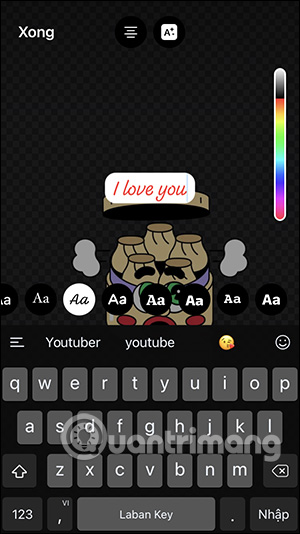 Chỉnh chữ chèn trong sticker WhatsApp