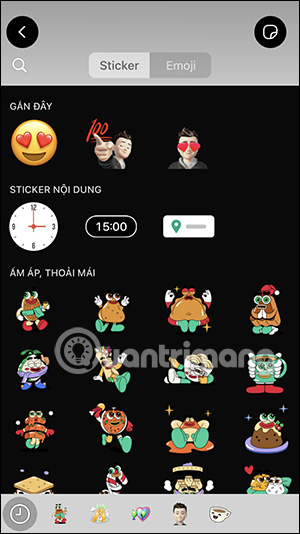 Tùy chọn chèn sticker