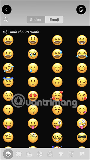 Tùy chọn chèn emoji