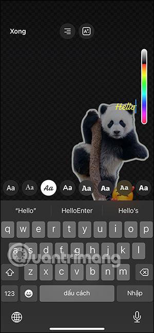 Chỉnh chữ viết chèn trong sticker WhatsApp