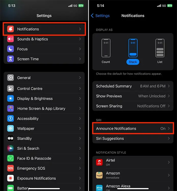 Tắt thông báo trên Siri 