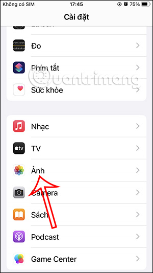 Chỉnh ứng dụng Ảnh trong Cài đặt iPhone
