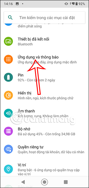 Ứng dụng và thông báo Android