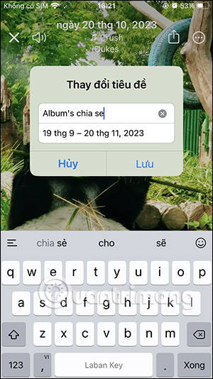 Đổi tên album kỷ niệm iPhone