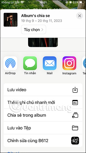 Chọn ứng dụng chia sẻ album kỷ niệm iPhone