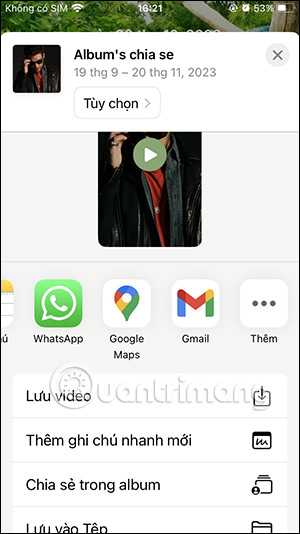 Chọn gửi album kỷ niệm iPhone