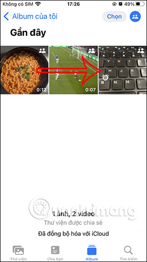 Ảnh chụp thêm vào album chia sẻ iPhone