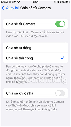 Tùy chỉnh chia sẻ ảnh chụp vào album chia sẻ iPhone
