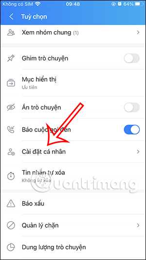 Cài đặt cá nhân Zalo 