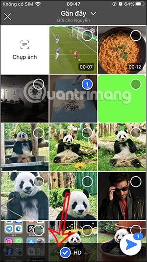 Chọn chế độ gửi ảnh HD Zalo