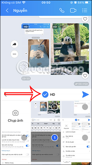 Automatically send hd photos on zalo