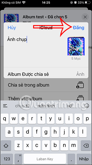 Đăng album chia sẻ trên iPhone