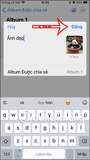 Đăng album chia sẻ mới iPhone