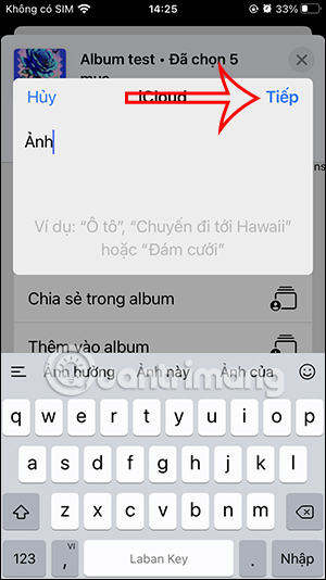 Nhập tên album chia sẻ
