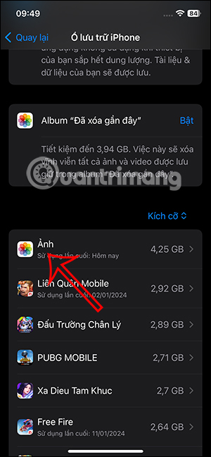 Xem dung lượng Ảnh trên iPhone