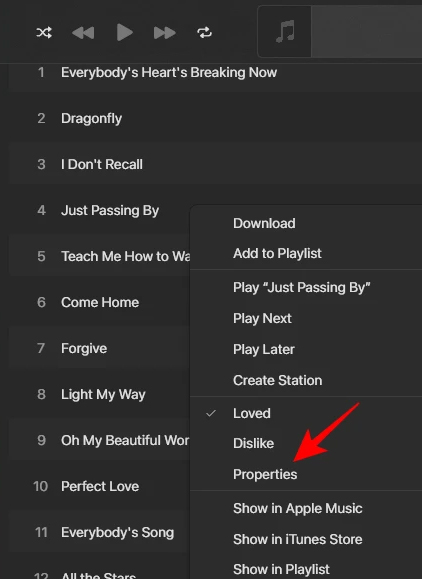 Thuộc tính bài hát trên Apple Music