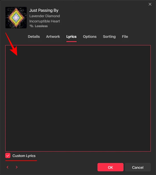 Nhập lời bài hát Apple Music