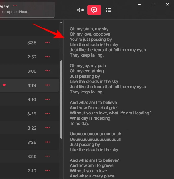 Lời bài hát thêm trên  Apple Music