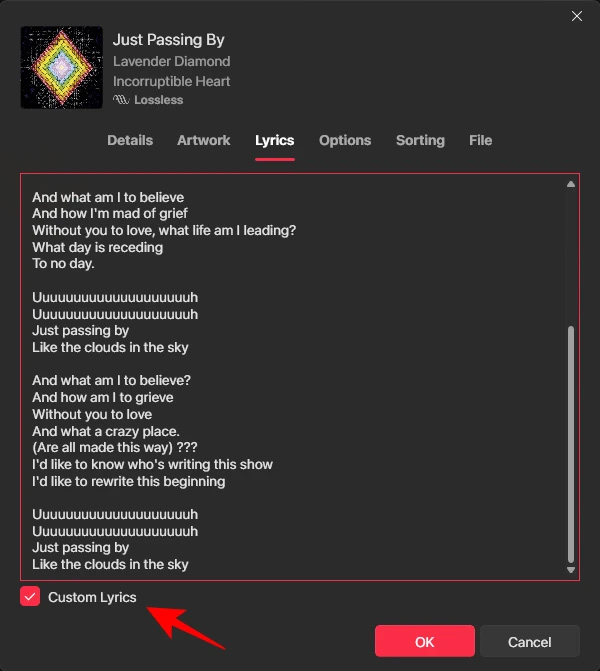 Bỏ chế độ lời bài hát tùy chỉnh Apple Music