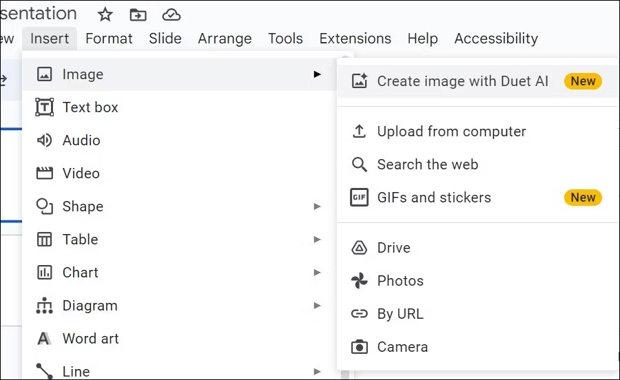 Dùng công cụ Duet AI trong Google Slides