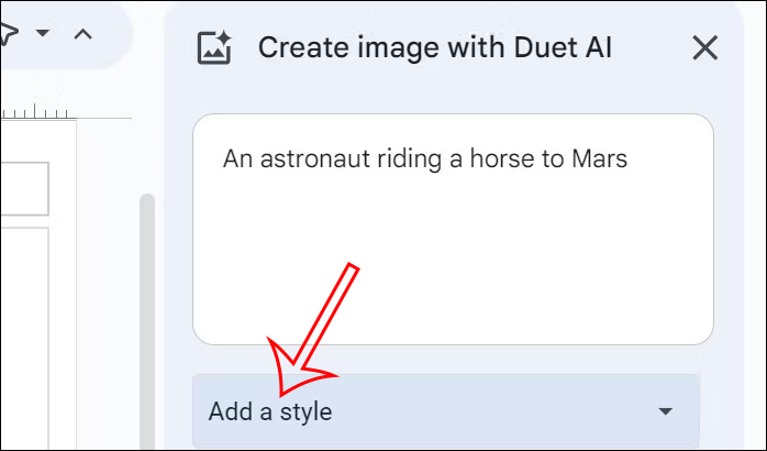 Từ miêu tả ảnh tạo trên Duet AI trong Google Slides