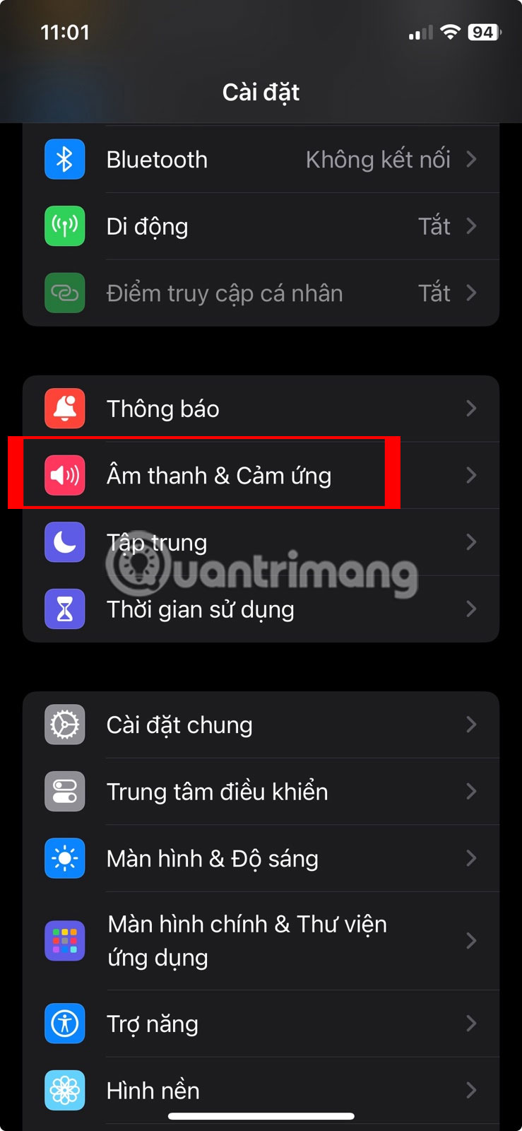 Vào Âm thanh & Cảm ứng