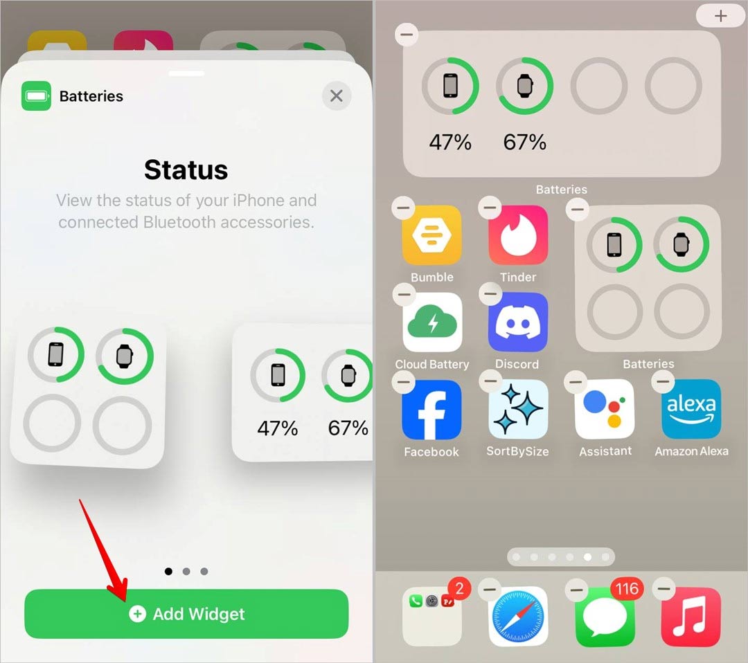 Hiện phần trăm pin Apple Watch màn hình khóa iPhone 