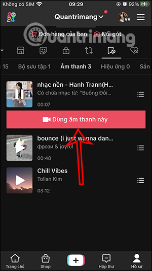 Dùng âm thanh lưu trên TikTok