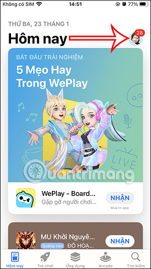 Truy cập tài khoản Apple Store