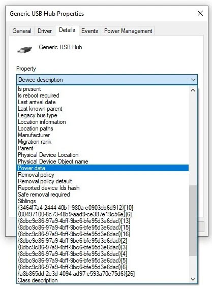 Chọn Power data