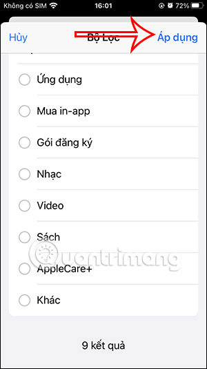 Lưu bộ lọc mua hàng trên App Store