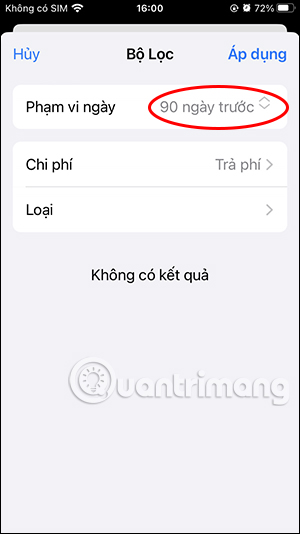 Lọc thời gian mua hàng