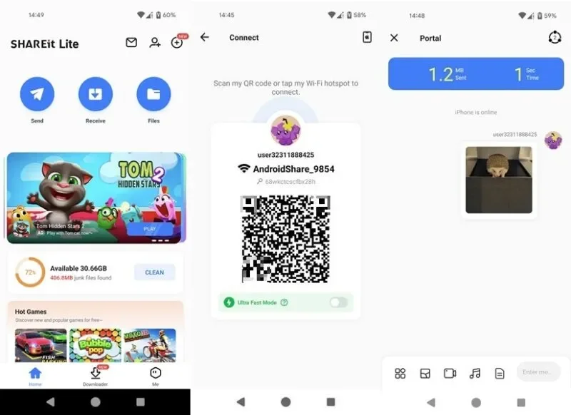 Giao diện ứng dụng SHAREit.