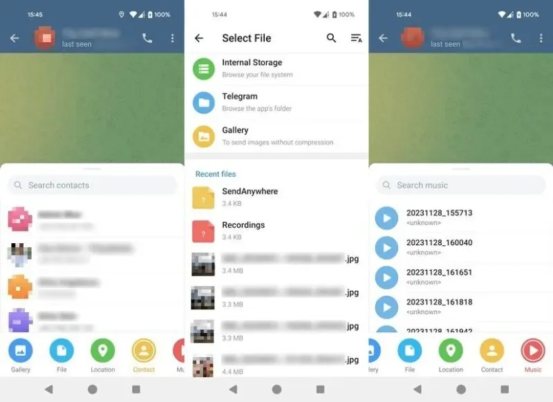 Giao diện ứng dụng Telegram.
