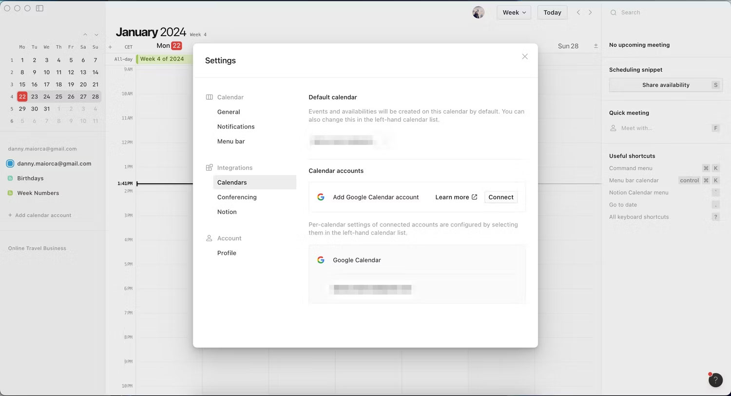 Kết nối Notion Calendar và Google Calendar trong ứng dụng Notion Calendar