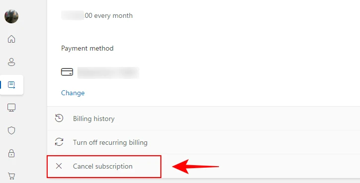 Chọn hủy gói Copilot Pro