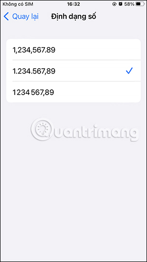 Định dạng số iPhone