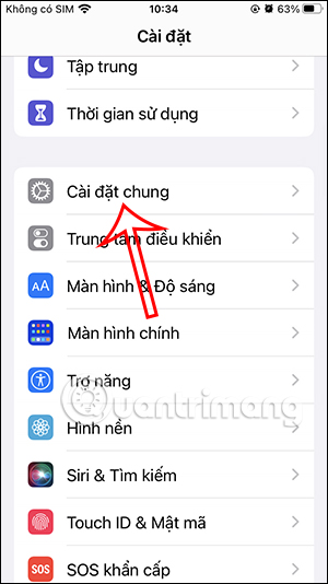 Cài đặt chung iPhone