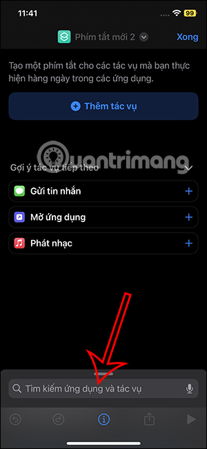 Tìm kiếm phím tắt trên iPhone