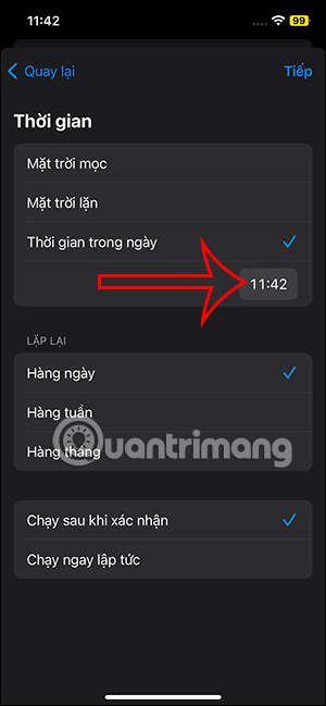 Chọn ngày cho tác vụ