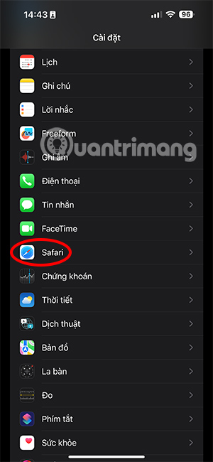 Thiết lập Safari