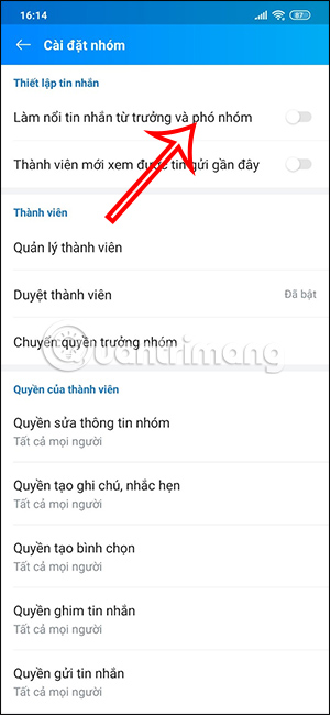 Nổi tin nhắn từ trưởng phó nhóm Zalo