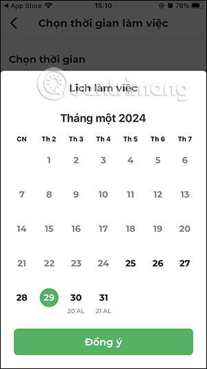 Chọn ngày